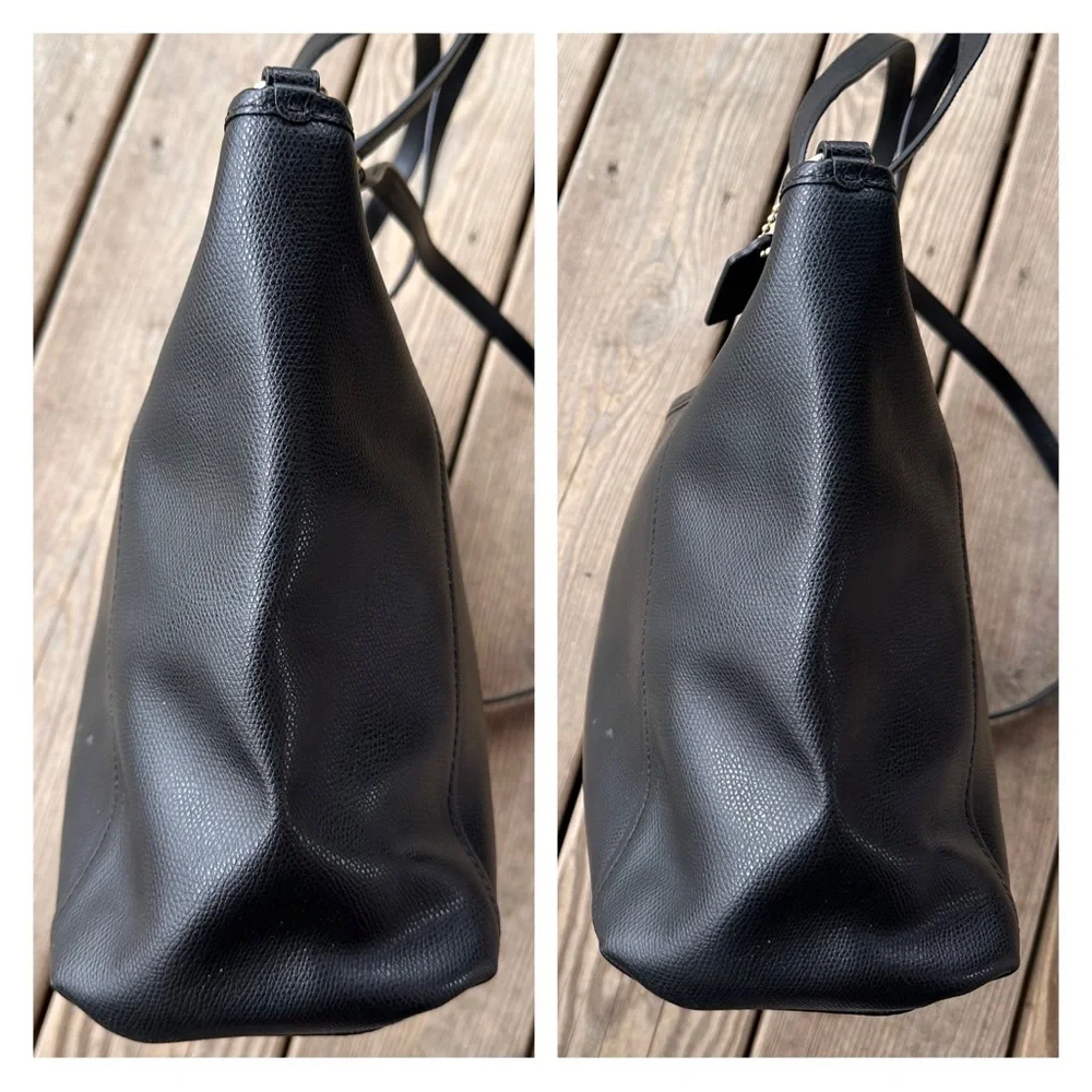 Coach Crossgrain Leather Pocket Tote F34497 Black Crossbody Shoulder Bag Tote